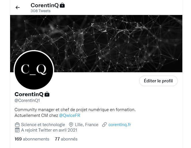 Capture d'écran de l'apparence d'un compte protégé sur twitter