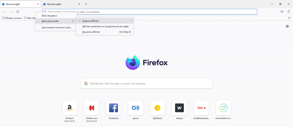 Accès barre personnelle