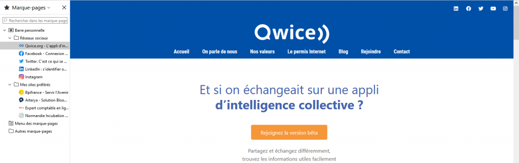 marque-pages triés par dossier